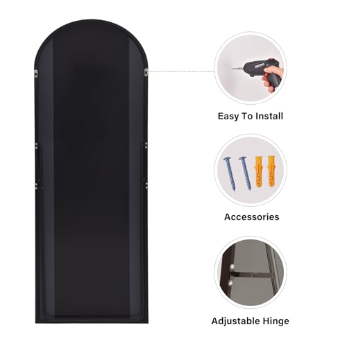 Harritpure NMGXZJ-2164-B 64 Inchx21 Inch Full Length Mirror Arched Full Mirror Free Standing Leaning Mirror Wall-Mounted Mirror Aluminum Frame Modern Mirrors thumb #6