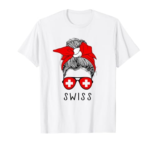 Swiss Girl Swiss Heritage Switzerland Flag Maglietta
