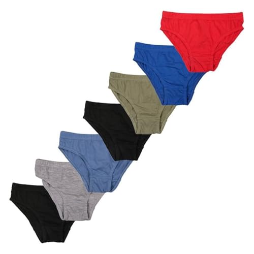 GM Apparel 7-Pack Boys Briefs | Kids Toddlers Underwear Short Briefs | Soft Cotton Breathable Underpants Knickers | Size (5-6 Plain Assorted)