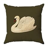 Yomisex Vintage White Swan Pillow Cover 18x18, Minimalist Neutral Swan House Room Decorative Pillow Cover for Couch Bed Living Room Bedroom, Modern Bird Home Decor