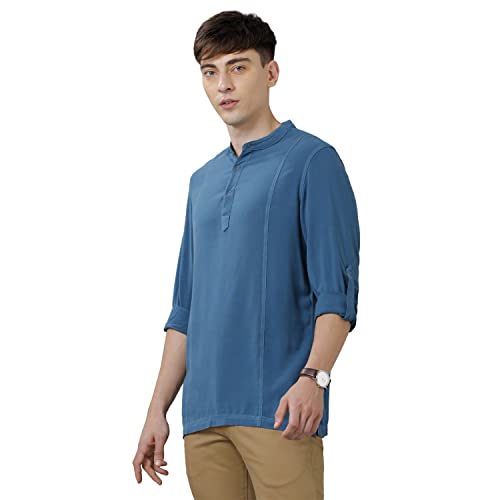 Image of Identiti Men Solid Slim Fit 100% Viscose Casual Shirt /Kurta for Men