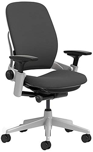 Steelcase Leap Chair with Platinum Base & Hard Floor Caster, Black (Renewed)