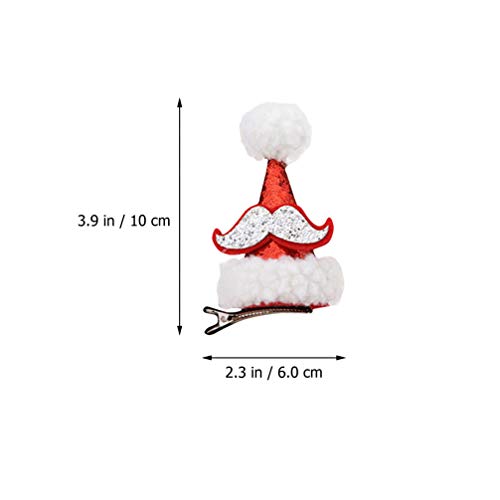 FRCOLOR Santa Hat Hair Clip,Sequin Hair Clips Christmas Pompom Hair Clip Christmas Headdress Glitter Santa Hat Hair Barrettes Bobby Pins for Girls,Kids,3pcs - Image 2