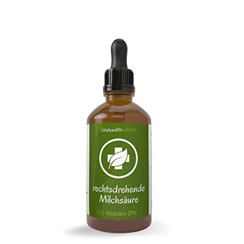 Milchsäure 21% L(+)- 100 ml [rechtsdrehende Milchsäure] - nach Originalrezeptur - in Lebensmittelqualität - abgefüllt in spezieller Braunglasflasche inkl. Pipette - deutsches Qualitätsprodukt
