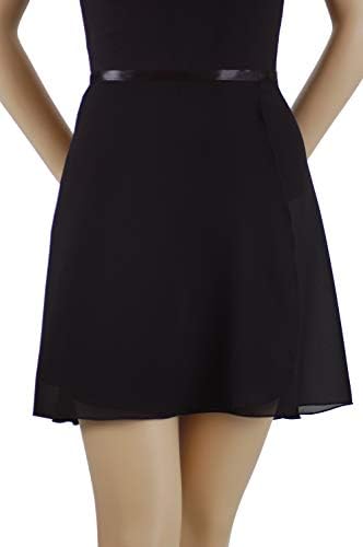 Trienawear Womens Ballet Skirt, 16" Georgette Wrap, TR316 Black XL