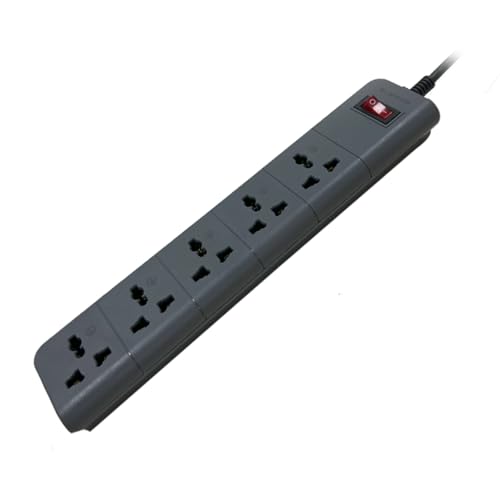 SURGEE 5 Multiplug Extension Cord Power Strip Surge Protection Board | 5 Power Socket |3M Cord |1500w | Fire Proof Material | Short Circuit Protection