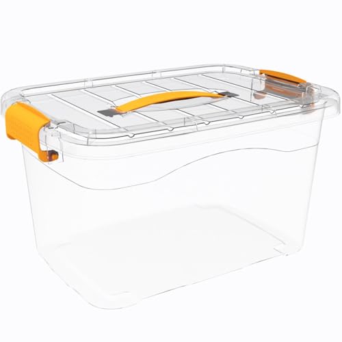 TOWINE Boîte de Rangement Bacs de rangement transparents en plastique avec poignée, grande boîte de rangement for vêtements, boîte de rangement divers pour Dortoir de Bureau à Domicile (Size : 65L)