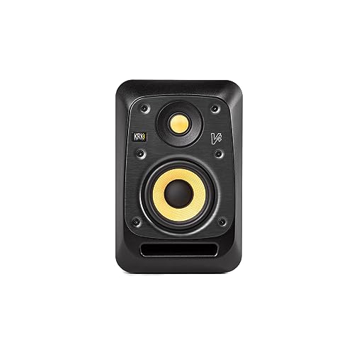 Enceinte Active Noire KRK V4 S4 – Moniteur de Studio Professionnel 4 2 Voies, Qualité Audio Premium, Amplification Classe D, Réglages Acoustiques Configurables. Home Studio, DJ, Musique électro