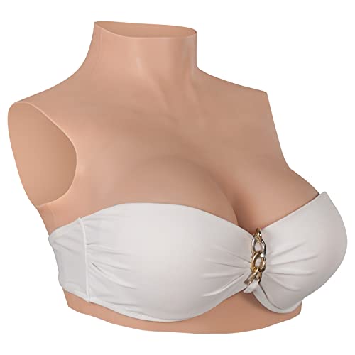 Minaky Faux Seins Silicone Plaques mammaires réalistes pour Le Cosplay Transgender Drag Queen Crossdresser Shemale Travesti (D Cup Blanc) Cover