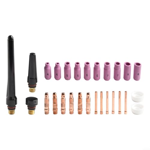 Kit de suministros de soldadura TIG de grado profesional, 27 piezas, incluye tazas de barro y pinzas para diversas aplicaciones