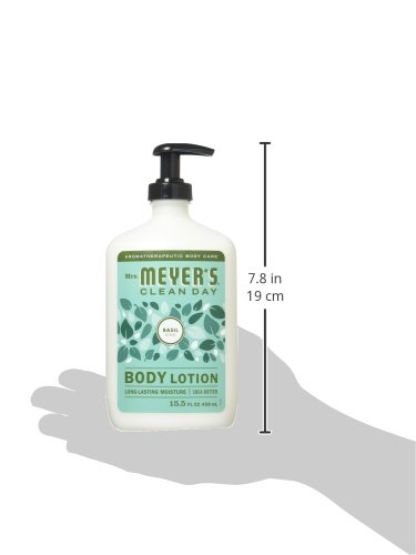 Mrs. Meyer's Body Lotion for Dry Skin, Non-Greasy Moisturizer Made with Essential Oils, Basil, 15.5 oz