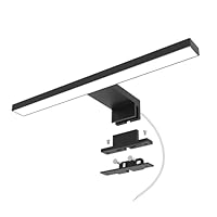 DEELUX LED Spiegellampe Badezimmer 5W 400LM 30cm Neutralweiß 4000K,3in1 Montage 230V Spiegelleuchte Bad,Spiegellampen für das bad,Klemmplatte am Spiegel/Schrank/Wandbeleuchtung IP44,Schwarz