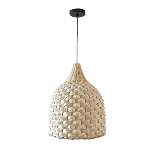 Suspension Wabi-sabi en rotin 30cm - Luminaire rétro E27 tissé main
