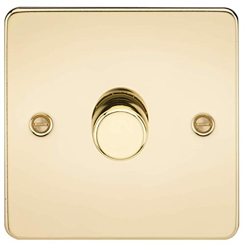 Knightsbridge FP2181PB Flat Plate 1G 2 Way 10-200W (5-150W LED) Trailing Edge dimmer - Polished Brass