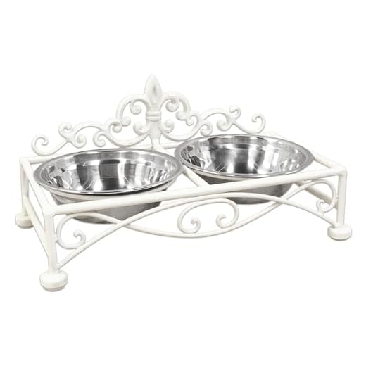 zeitzone Futternapf Lilie Weiß Fressnapf Doppelnapf Nostalgie Eisen Landhausstil