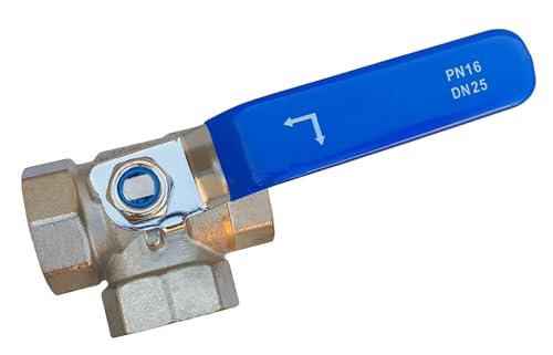 Image of ESEKSAFAR 1pc Heavy Duty T-Way Brass Ball Valve Female Ball Valves with 1pc Teflon Tape set for Pipe Fittings, Stopcock (1 inch-inch BSP Thread)