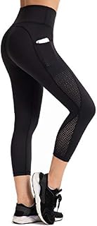 UURUN Women's Capri Workout Leggings with Pockets High Waisted Tummy Control Yoga Pants