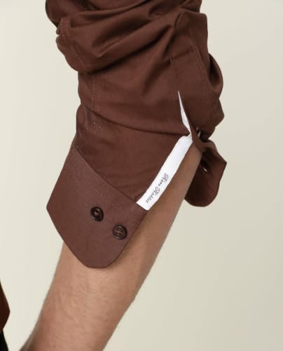 Rare Rabbit Men Regular Fit Solid Brown Cotton Button-Down Long Sleeve Shirt | - Image 4