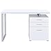 Coaster Home Furnishings Brennan Modern Contemporary Home Office 3-Drawer Writing Desk with Drawers Computer Desk Study Table File Cabinet Storage Silver Metal Frame White 800325