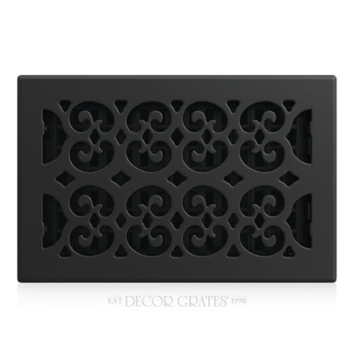 Decor Grates Metal Classic Decorative Air Vent Cover 6x10 Floor Register – Adjustable Control Lever – AC Floor Vent Covers for Home Floor Vents – Fits 6 x 10 Inch Opening – Textured Black (STH610) by Decor Grates - Used condition - CA$12.37
