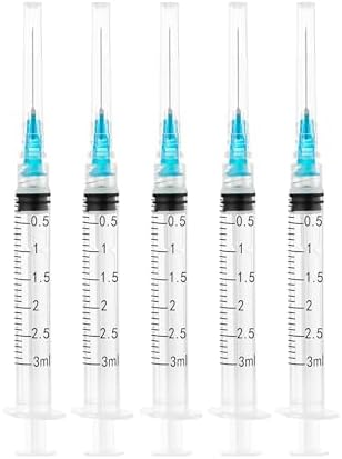 3ml Syringes with 23G 1 inch Needle , 3cc Luer Lock Disposable Syringes for Scientific Labs and Industrial Dispensing,Individually Wrapped, 20 Pack