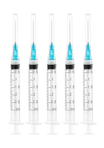 3ml Syringes with 23G 1 inch Needle , 3cc Luer Lock Disposable Syringes for Scientific Labs and Industrial Dispensing,Individually Wrapped, 20 Pack
