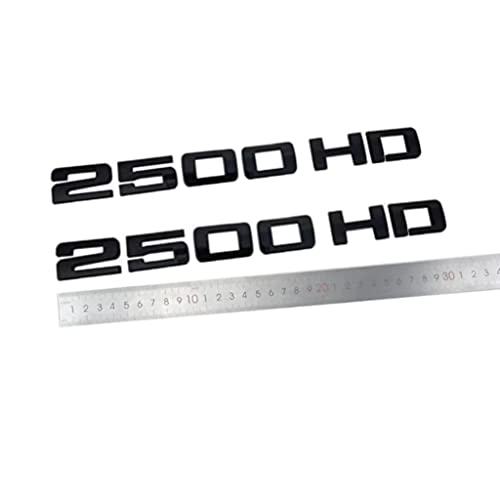 Image of 2 pcs 2500 hd Emblem Decal Sticker Modified Car Hood Door Side Fender Trunk Self-Adhesive Logo Nameplate Rear Badge Logo (Black)
