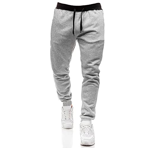 Aoklidil Pantalones de chándal para hombre, de algodón, resistentes y duraderos, pantalones deportivos largos para jóvenes, tiempo libre, estrechos, modernos, para hombre, color tendencia, pantalones