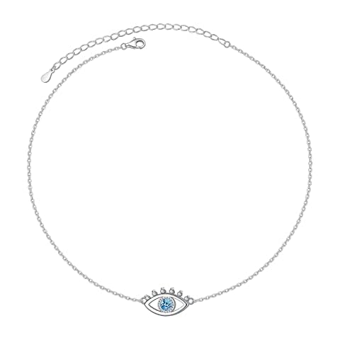 JZMSJF S925 Sterling Silver Evil Eye Necklaces, Protection Lucky Amulet Pendant, Jewelry Birthday Gifts for Women Girlfriend Cover