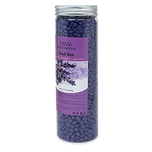 Image of CEMA Professional White Chocolate Bead Wax, 400g, High Flexibility, Stripless (400 Grams, Lavender Wax)