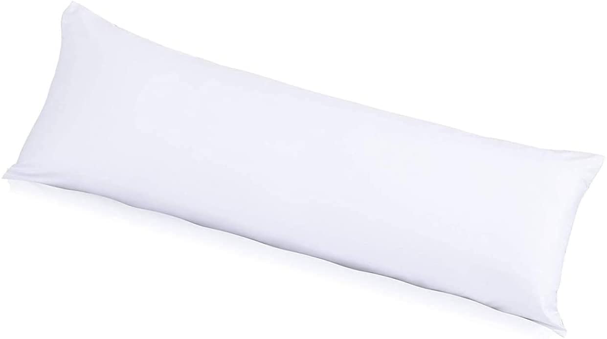 Dazzle Collection 100% Polycotton Bolster Pillowcase Antiallergenic Back Neck Maternity Support Pillowcase Cover Only King Size 5ft (152 cm x 50 cm) (60"x19") (White)
