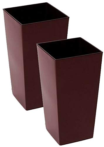 Muddy Hands 57cm Tall Glossy Large Plant Pot Indoor Home Outdoor Garden Square Plastic Planter Flower Tree (2, Brown)