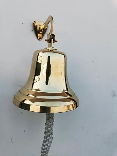 Campana de latón grabada para colgar en la pared, decoración náutica para interiores y exteriores, escuela, barco, campana marítima