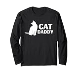 Gato Papi Minimalista Blanco Silueta Mascota Padre Gatito Amante Manga Larga