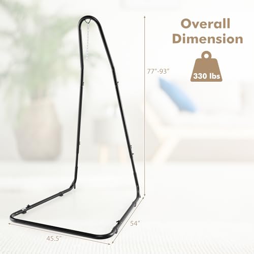 Image of Giantex Hammock Chair Stand Only, Heavy-Duty Metal Sensory Swing Stand w /Safety Hook & Sturdy Chain, Height Adjustable Hanging Chair Stand for Indoor, Outdoor, Patio, Yard, Poolside, 330 Lb Capacity