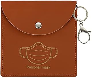 Mask Storage Case Leather Bag, Portable Mask Holder Organizer for Face Masks, Dustproof, Safe, Light (Brown)