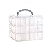 Produktbild ZXMDP DREI-Schicht-Open-Cover-Schmuckschatulle Kunststoff transparent Ohrringe Finishing Box tragbare Reise Haushalt Ohrringe Aufbewahrungsbox,Weiß,15 * 15 * 12.5CM