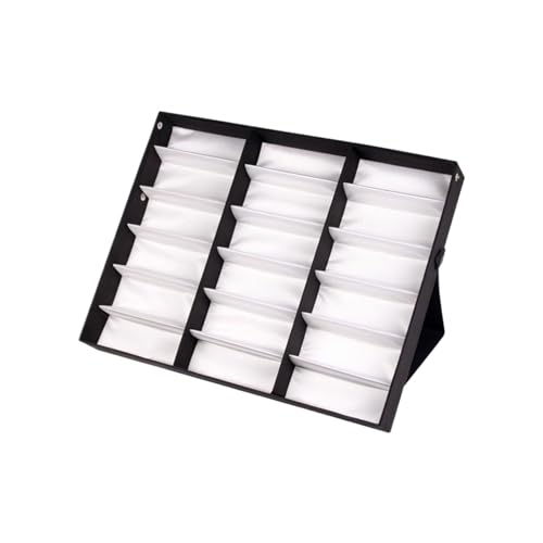 Exhibidor de gafas 18 rejillas, caja for sol, bandeja, expositor, soporte franela for mujeres y hombres para guardar gafas de sol(White)