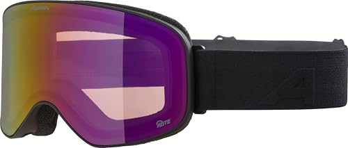 ALPINA SLOPE Q-LITE - Verspiegelte, Kontrastverstärkende OTG Skibrille Mit 100% UV-Schutz Für Erwachsene, black matt, One Size