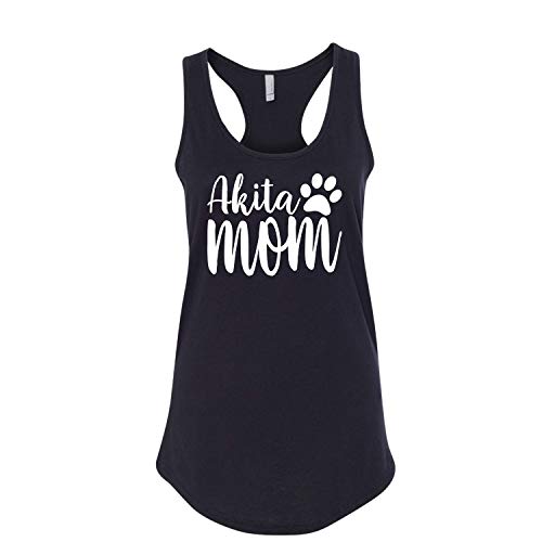Akita Mom Dog Lover Printed Ladies Next Level Brand Sleeveless Racerback Tank Top Black