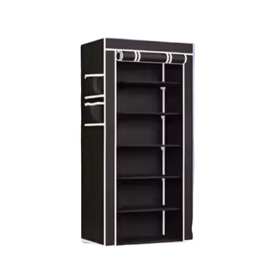 Compact Multi Shelf Shoe Organizer with Cover for Efficient Storage Solution Black-image-5
