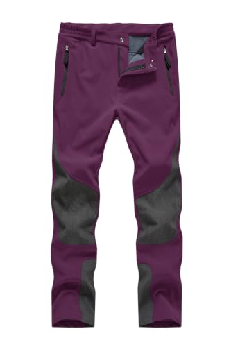donhobo Damen Wanderhose Wasserdicht Softshellhose Winterhose, Lila, S