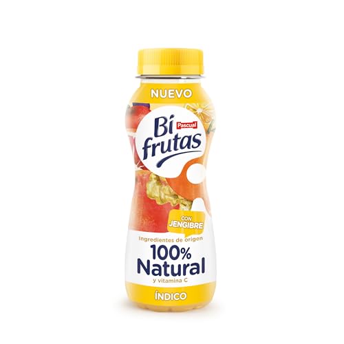 Bifrutas - Bebida de Leche y Zumo de Frutas - Ingredientes 100% Natural, con Jengibre, Sabor Índico - Botella individual 240 ml