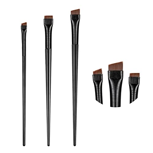 3Pcs Eyeliner Brush Kit,Flat & Fine Angled Eyeliner Eyebrow Brush,Ultra Thin Slanted Flat Angle Brow Brush,Eye Makeup Brushes Tools for Eyeliner Eyeshadow Eyebrow Cosmetics