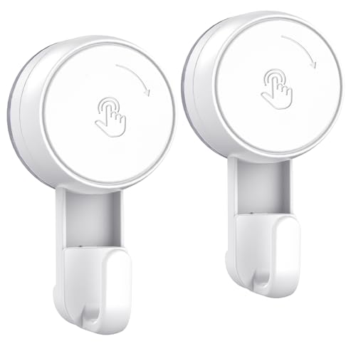 LUXEAR Heavy Duty Waterproof Shower Hooks 2 Pack - Suction Hook, No Drill Damage-Free Removable Reusable Wall Hooks for Bathroom Kitchen Towel Bathrobe Loofah Shower Hooks (Max Load 11LB/5KG) by LUXEAR - Used condition - US$8.01