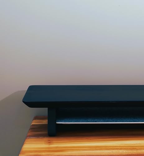 Image of Deskvue 36 inch Single Monitor Desk Shelf | with ONE SMALL Aluminum Under-Shelf | Medium Monitor Riser | Office Desk Storage | Grovemade Inspired | MATTE BLACK