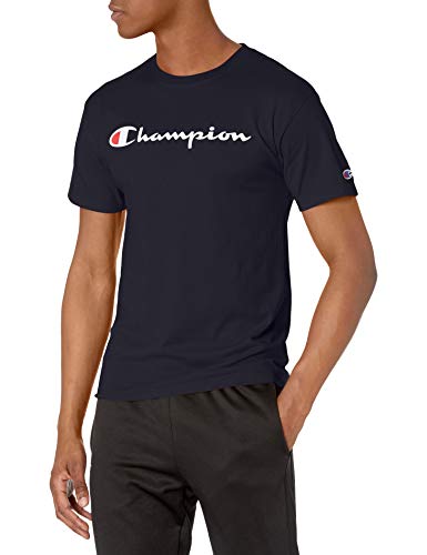 Champion Men's Classic Jersey Script T-Shirt, Navy, S