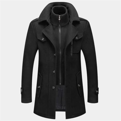 Men's Autumn Winter Jacket Solid Color Fake Two Piece Zipper Buttons Coat Long Sleeves Leisure Coat4