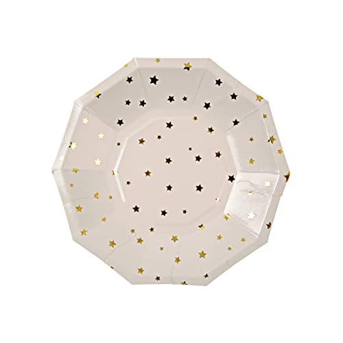 Meri Meri, Gold Star Confetti Small Plates, Birthday, Party Decorations, Dinnerware - Pack of 8