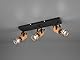 Trio Leuchten Strahler Tosh 804300332, Metall Schwarz matt, Holz, exkl. 3x E14, Holzfarbig